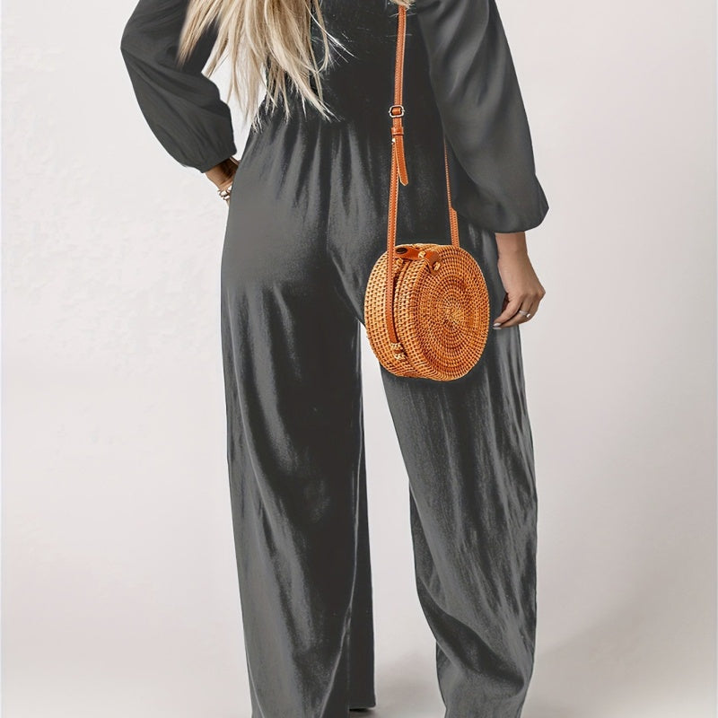 Lässiger Jumpsuit für Damen mit langen Ärmeln und weitem Bein