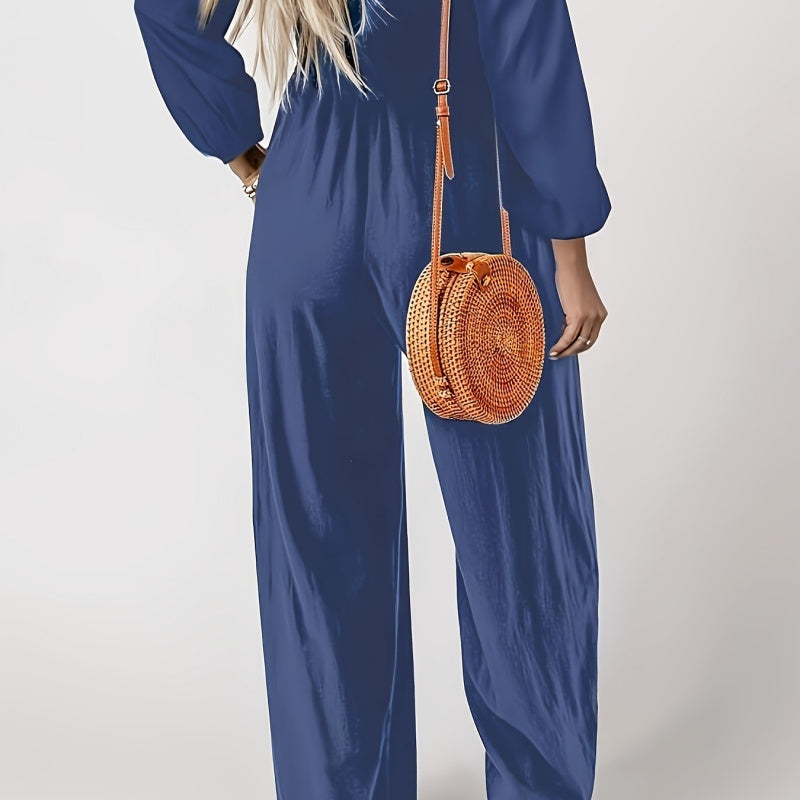 Lässiger Jumpsuit für Damen mit langen Ärmeln und weitem Bein