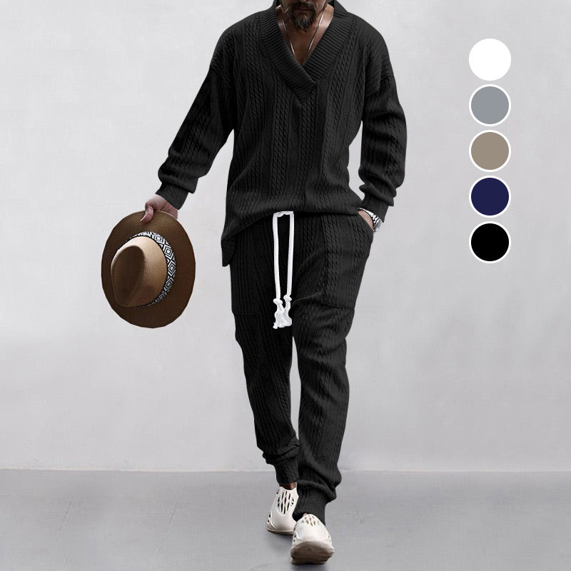 💥Heute angekommen – 49%💥 2-teiliges Herren-Set aus Baggy-Sweatshirt mit V-Ausschnitt und Jogginghose
