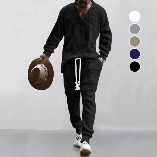 💥Heute angekommen – 49%💥 2-teiliges Herren-Set aus Baggy-Sweatshirt mit V-Ausschnitt und Jogginghose