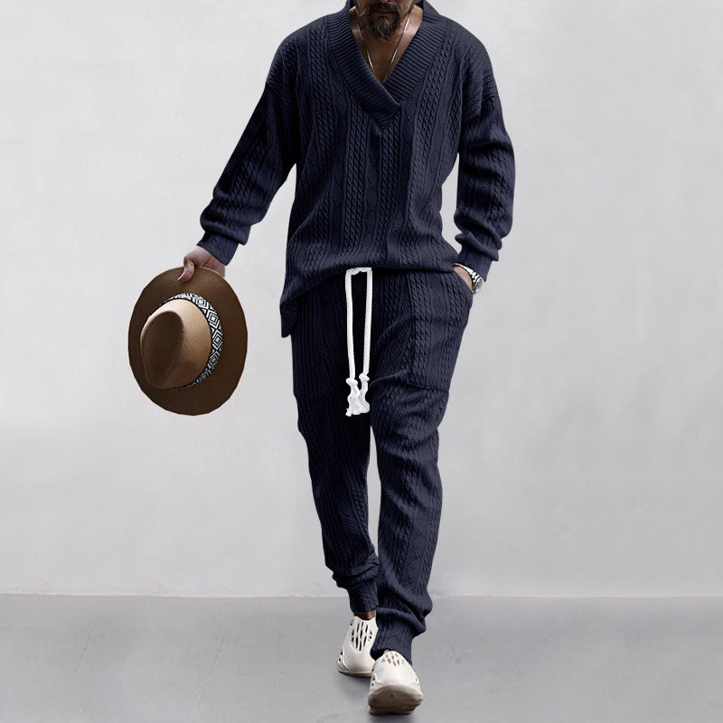 💥Heute angekommen – 49%💥 2-teiliges Herren-Set aus Baggy-Sweatshirt mit V-Ausschnitt und Jogginghose