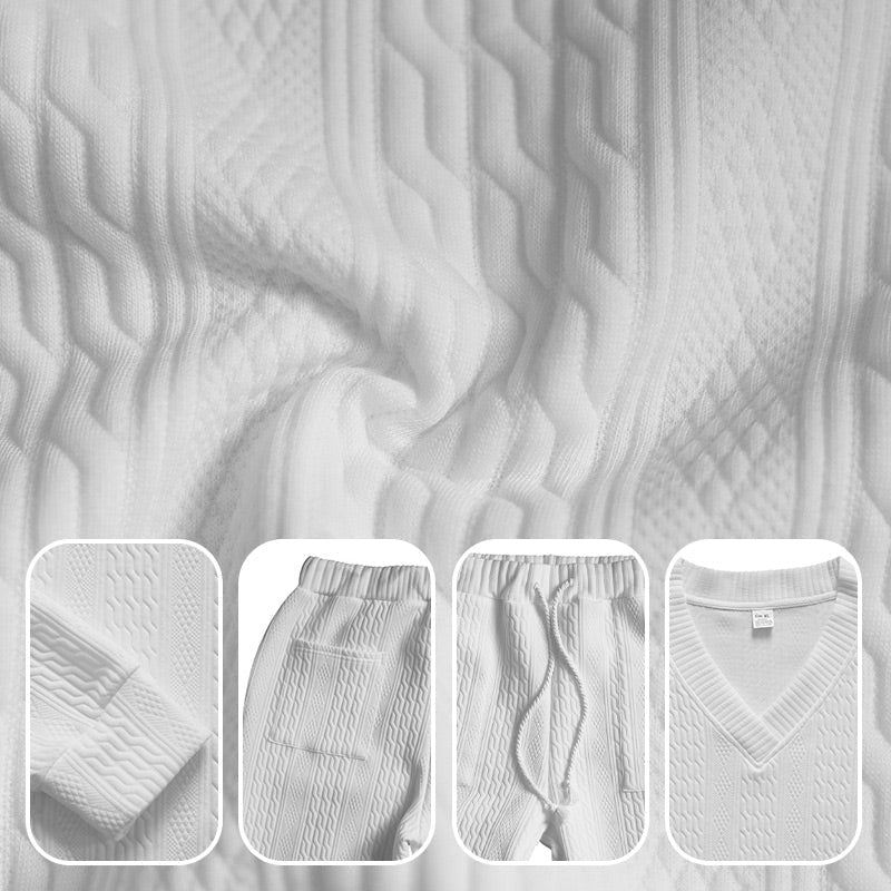 💥Heute angekommen – 49%💥 2-teiliges Herren-Set aus Baggy-Sweatshirt mit V-Ausschnitt und Jogginghose