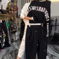 👗Lässiges Damen-Oberteil mit Buchstabendruck und Hose (2-teiliges Set)