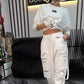 👗Lässiges Damen-Oberteil mit Buchstabendruck und Hose (2-teiliges Set)