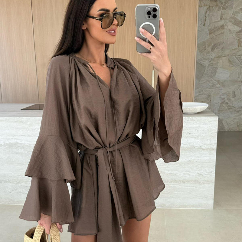💝 Limitierter Verkauf 50% OFF 🔥 Damen Solid Color Loose Mini Kleid