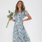 🌊Kurzärmeliges langes Kleid mit Blumendruck