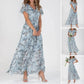 🌊Kurzärmeliges langes Kleid mit Blumendruck