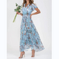 🌊Kurzärmeliges langes Kleid mit Blumendruck