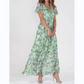 🌊Kurzärmeliges langes Kleid mit Blumendruck