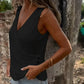 Button Cross V-Neck Tank Top
