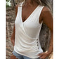 Button Cross V-Neck Tank Top