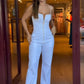 💕Schlanker, sexy, trägerloser Jumpsuit mit Reißverschlusstasche für Damen