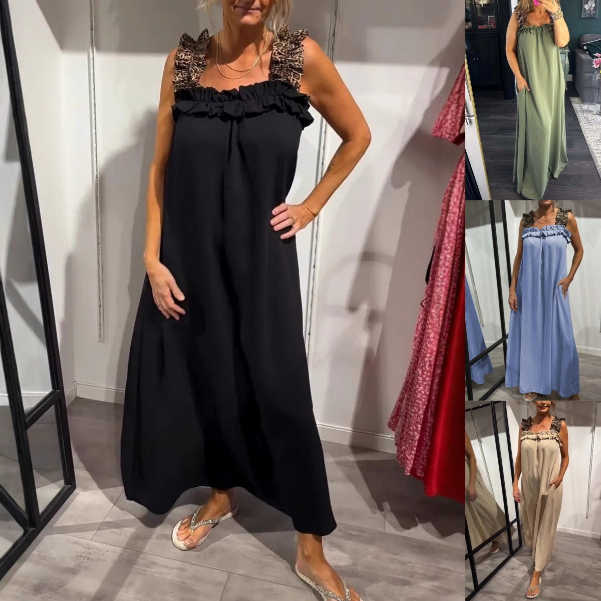 💕Lässiges ärmelloses Damen-Maxikleid mit Taschen