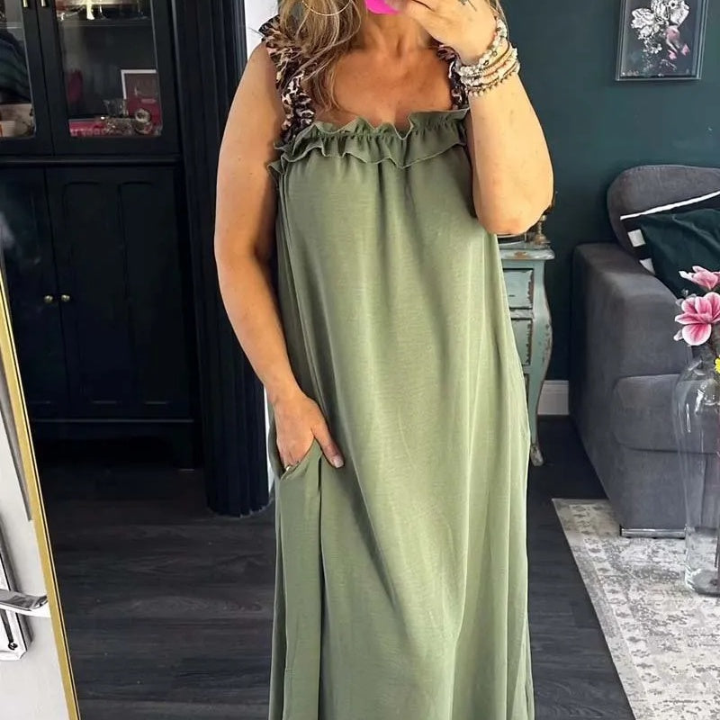 💕Lässiges ärmelloses Damen-Maxikleid mit Taschen
