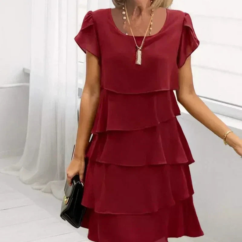 Damen Freizeitkleid mit Wellenvolants.