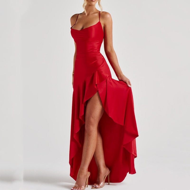 Damen Maxikleid mit Spaghettiträgern und Schlitz