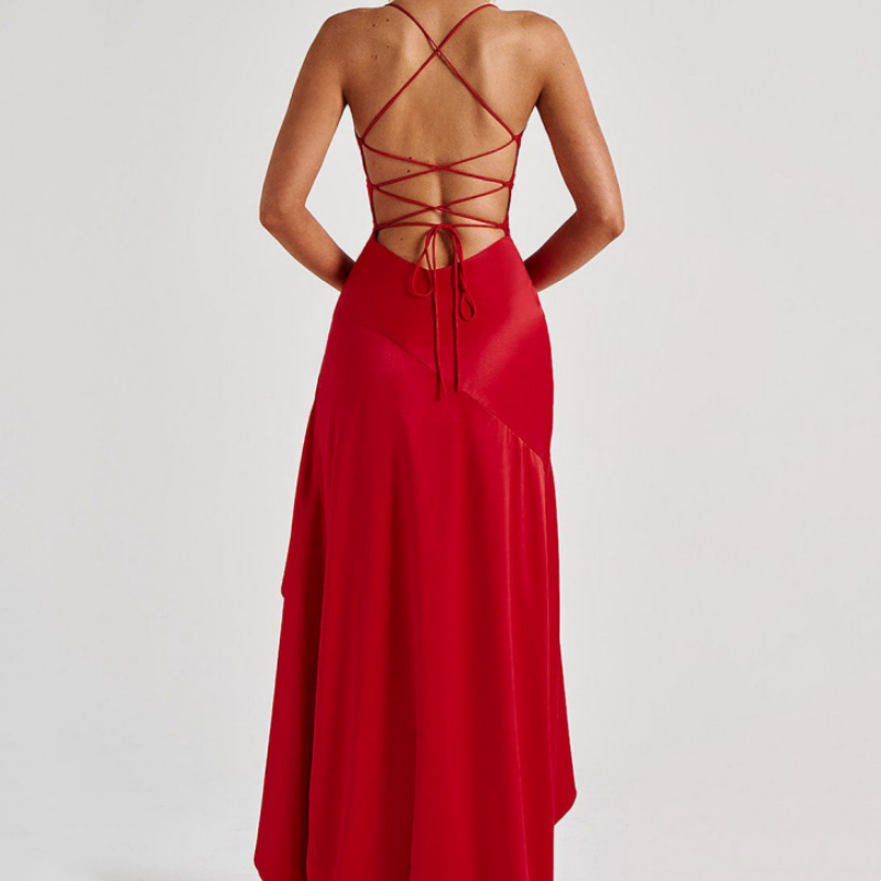 Damen Maxikleid mit Spaghettiträgern und Schlitz