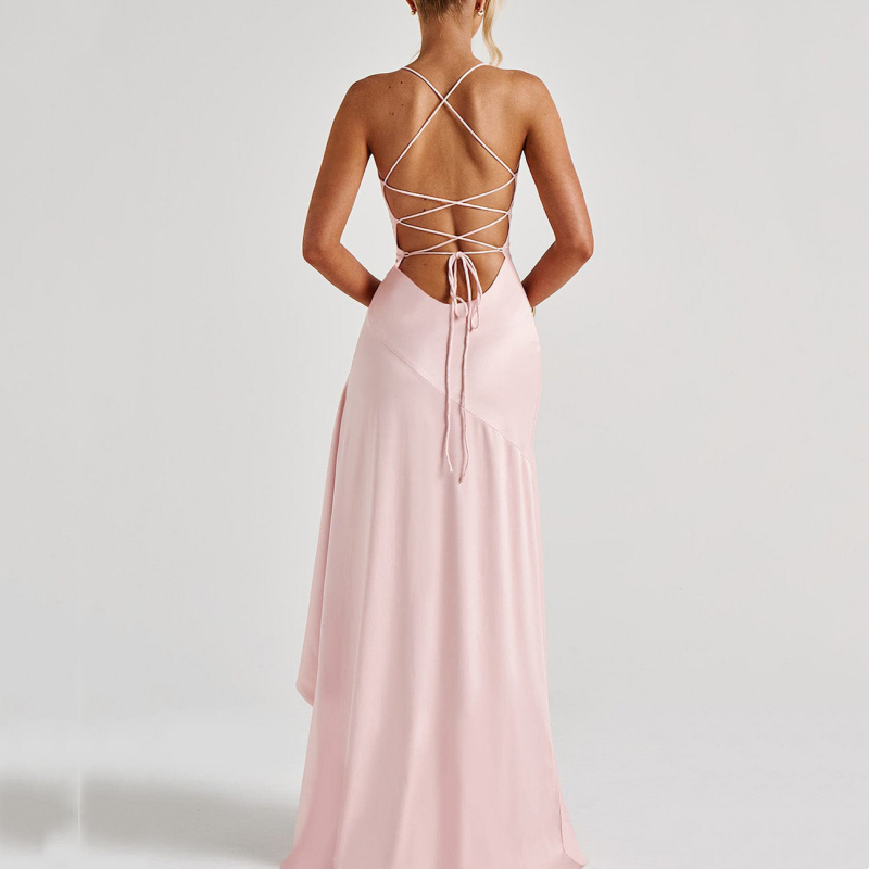 Damen Maxikleid mit Spaghettiträgern und Schlitz