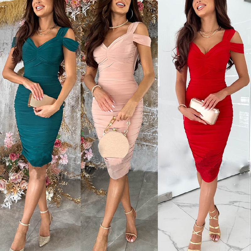 Sexy, schulterfreies, figurbetontes Kleid im Slim Fit für Damen