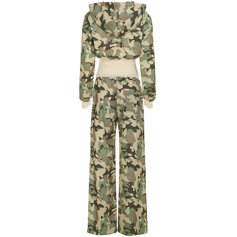Trendiges Camouflage-Sweatshirt-Set