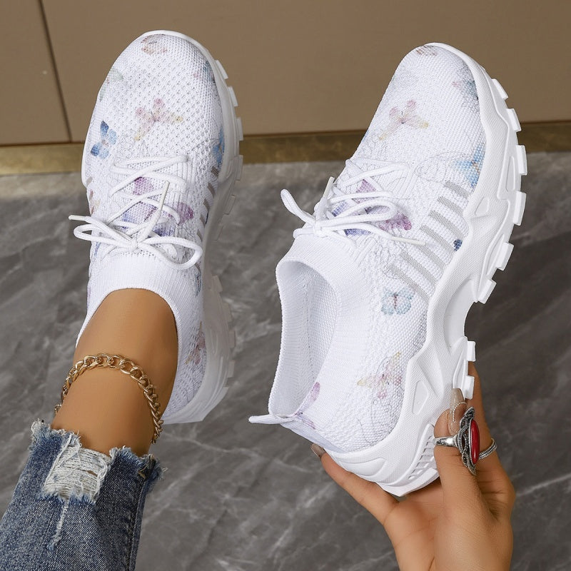 Lässige, leichte Sneakers mit Schmetterlingsdruck für Damen