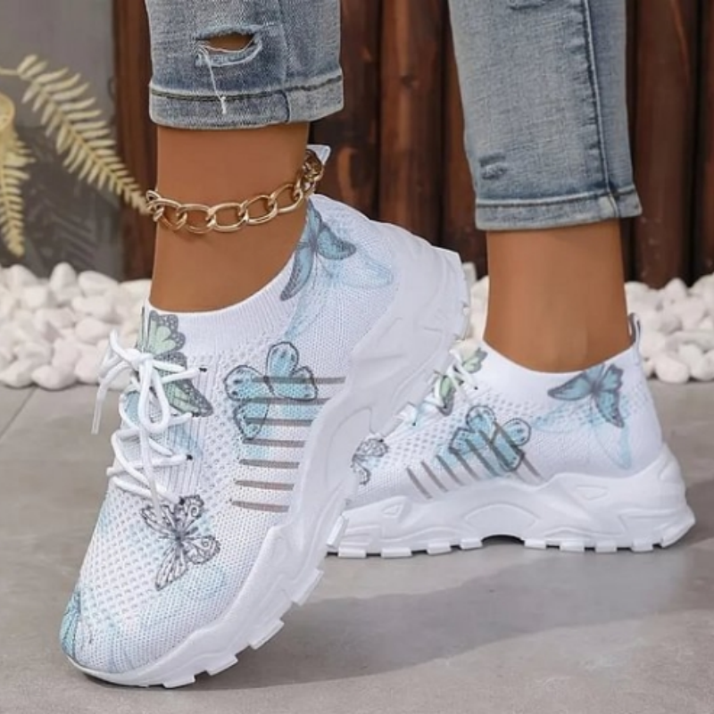 Lässige, leichte Sneakers mit Schmetterlingsdruck für Damen