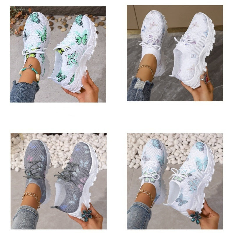 Lässige, leichte Sneakers mit Schmetterlingsdruck für Damen