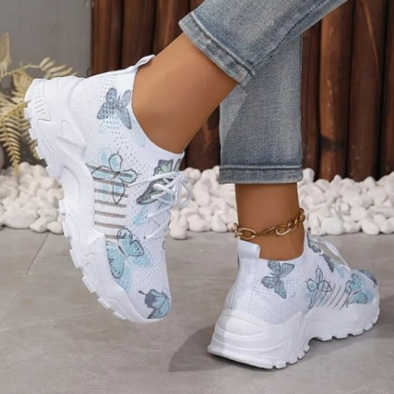 Lässige, leichte Sneakers mit Schmetterlingsdruck für Damen