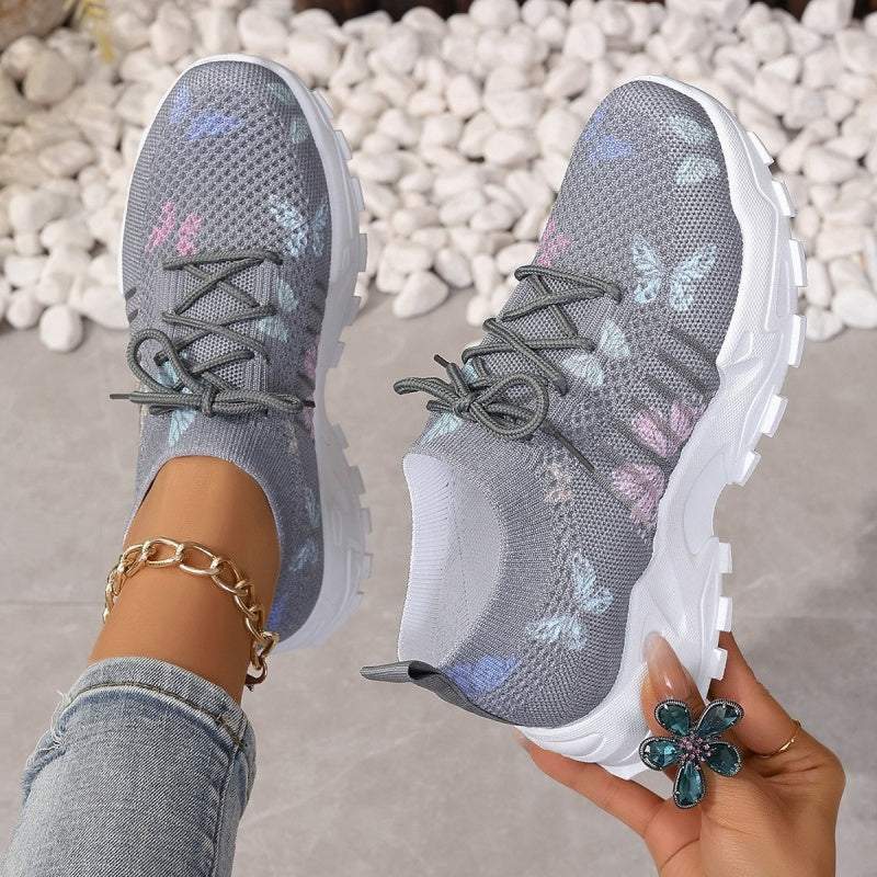 Lässige, leichte Sneakers mit Schmetterlingsdruck für Damen