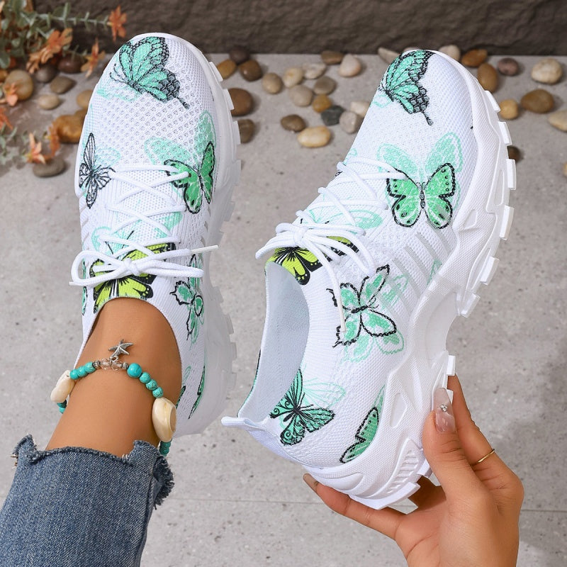 Lässige, leichte Sneakers mit Schmetterlingsdruck für Damen