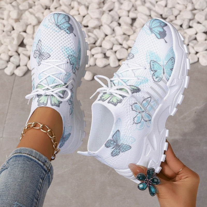 Lässige, leichte Sneakers mit Schmetterlingsdruck für Damen