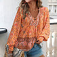 🌷🍃Damenmode bedrucktes Langarmshirt mit V-Ausschnitt