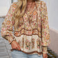 🌷🍃Damenmode bedrucktes Langarmshirt mit V-Ausschnitt