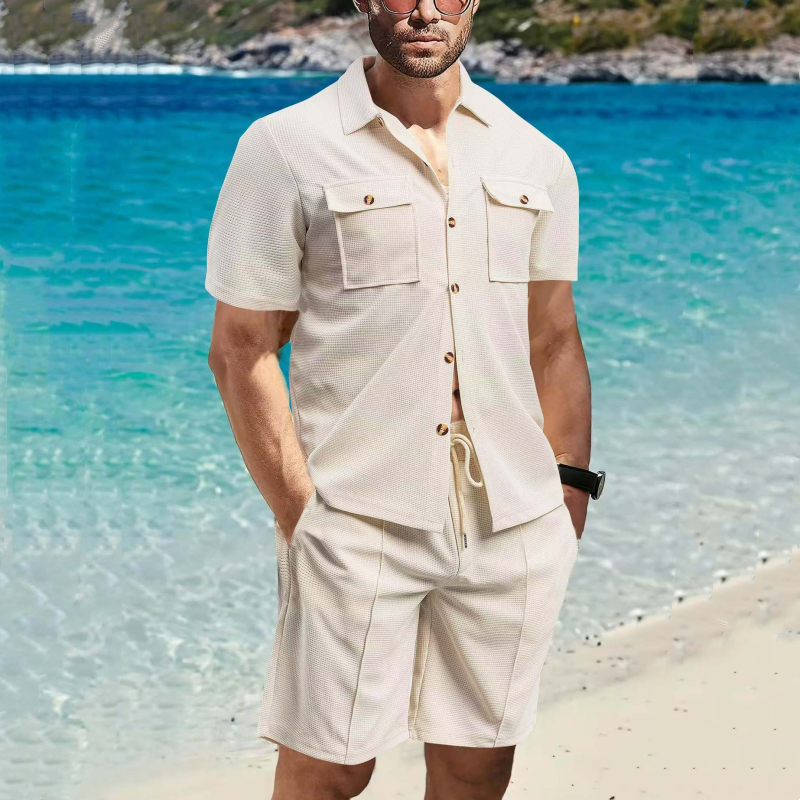 2-teiliges Set aus Kurzarmhemden und kurzen Hosen für Herren