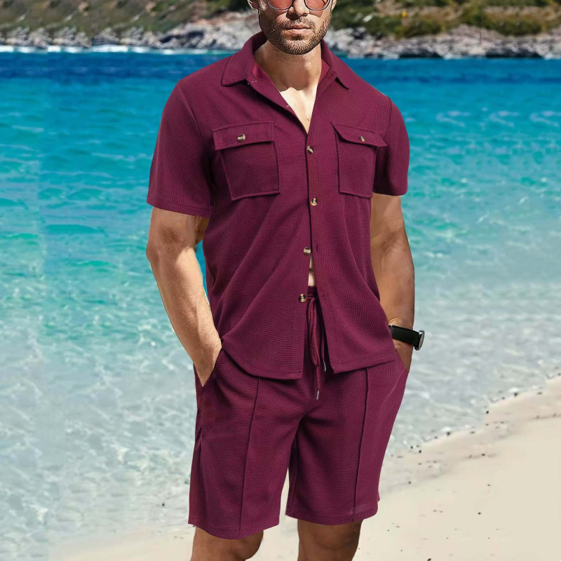 2-teiliges Set aus Kurzarmhemden und kurzen Hosen für Herren