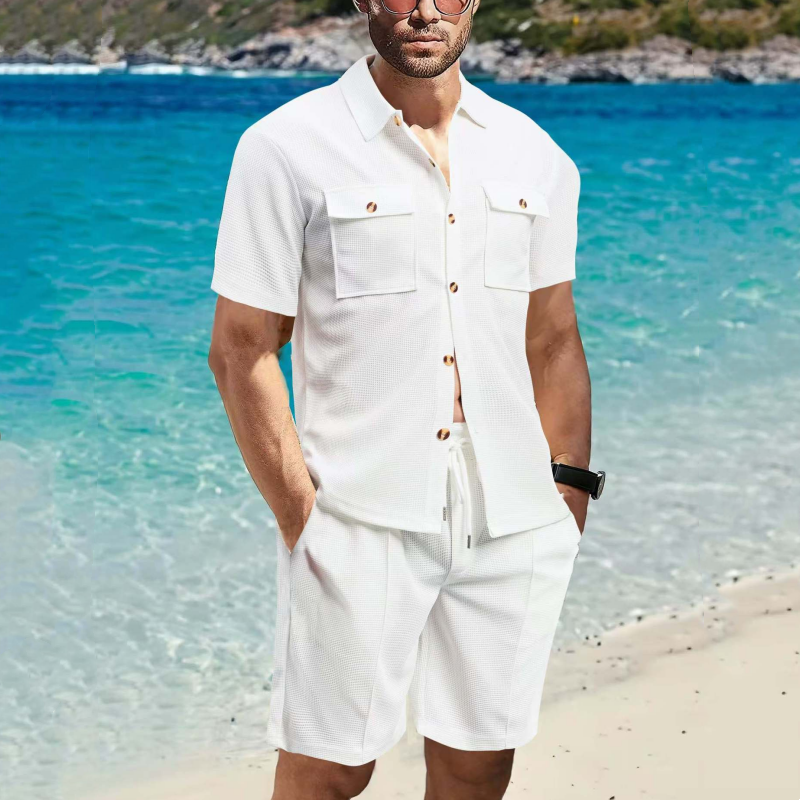 2-teiliges Set aus Kurzarmhemden und kurzen Hosen für Herren