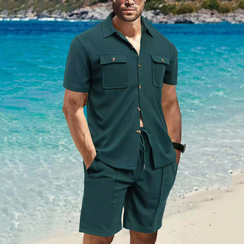 2-teiliges Set aus Kurzarmhemden und kurzen Hosen für Herren