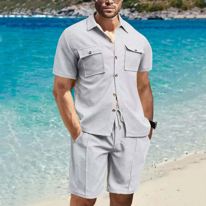 2-teiliges Set aus Kurzarmhemden und kurzen Hosen für Herren
