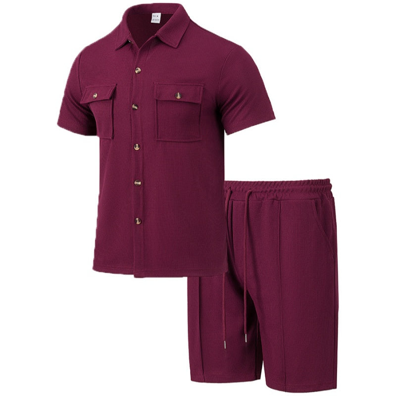 2-teiliges Set aus Kurzarmhemden und kurzen Hosen für Herren