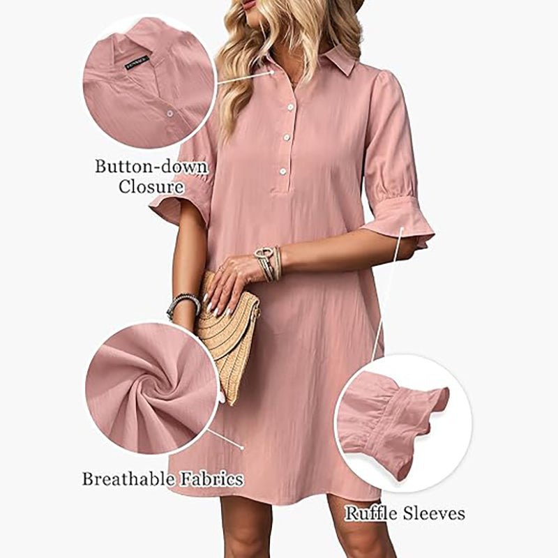 Elegantes Damen-Hemdkleid mit Rüschenärmeln