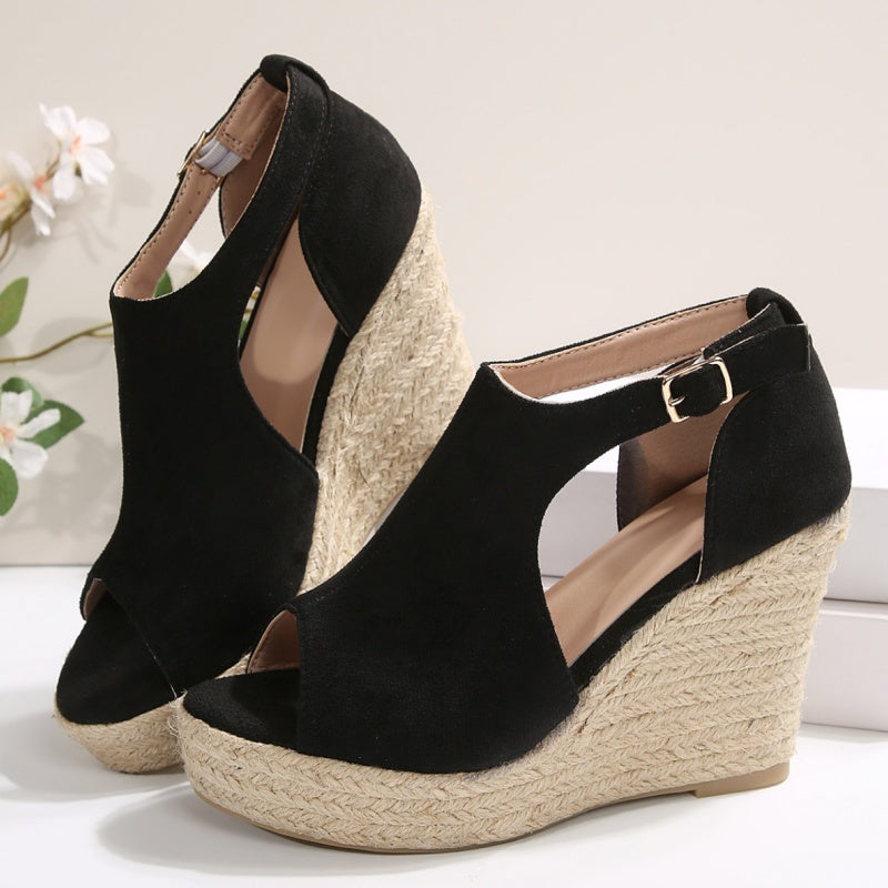 Damen-Sandalen mit Plateau und Schnallenriemen