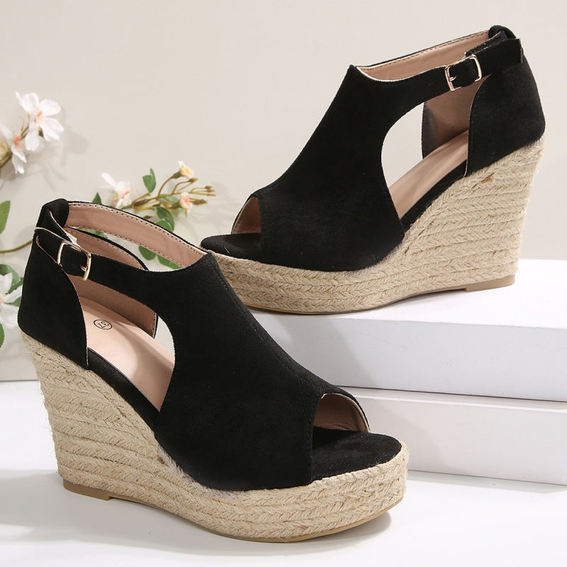 Damen-Sandalen mit Plateau und Schnallenriemen