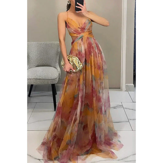 Bedrucktes Camisole-Kleid aus Mesh für Damen