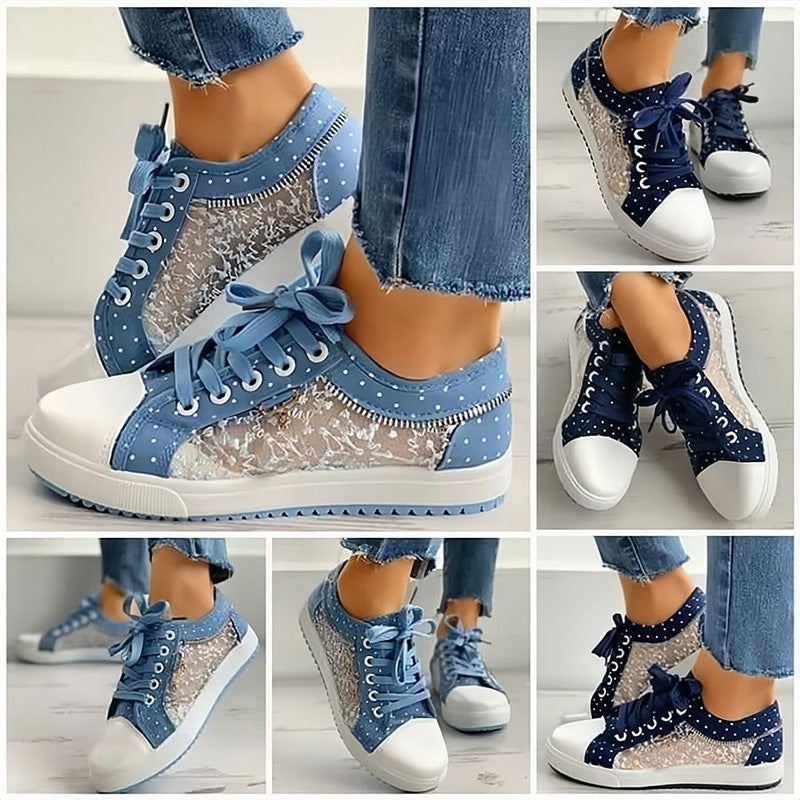 Damen Casual Flat Runde Zehe Lace Up Low Top Schuhe