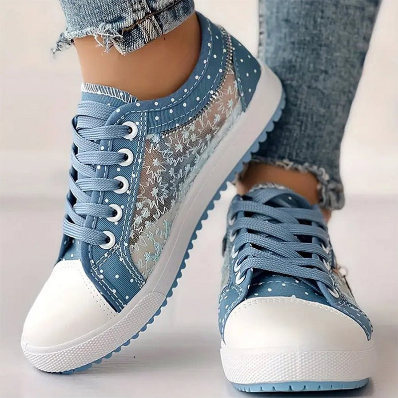 Damen Casual Flat Runde Zehe Lace Up Low Top Schuhe