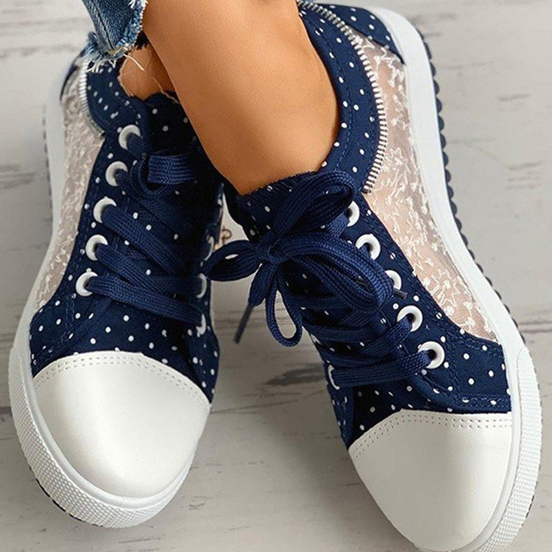 Damen Casual Flat Runde Zehe Lace Up Low Top Schuhe