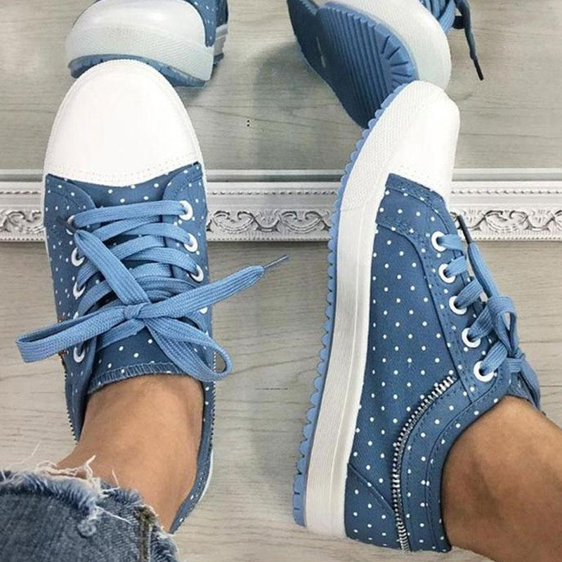 Damen Casual Flat Runde Zehe Lace Up Low Top Schuhe