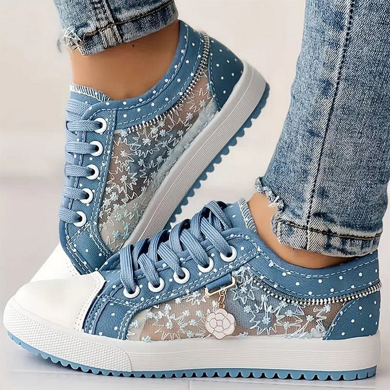 Damen Casual Flat Runde Zehe Lace Up Low Top Schuhe
