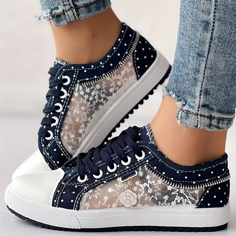 Damen Casual Flat Runde Zehe Lace Up Low Top Schuhe