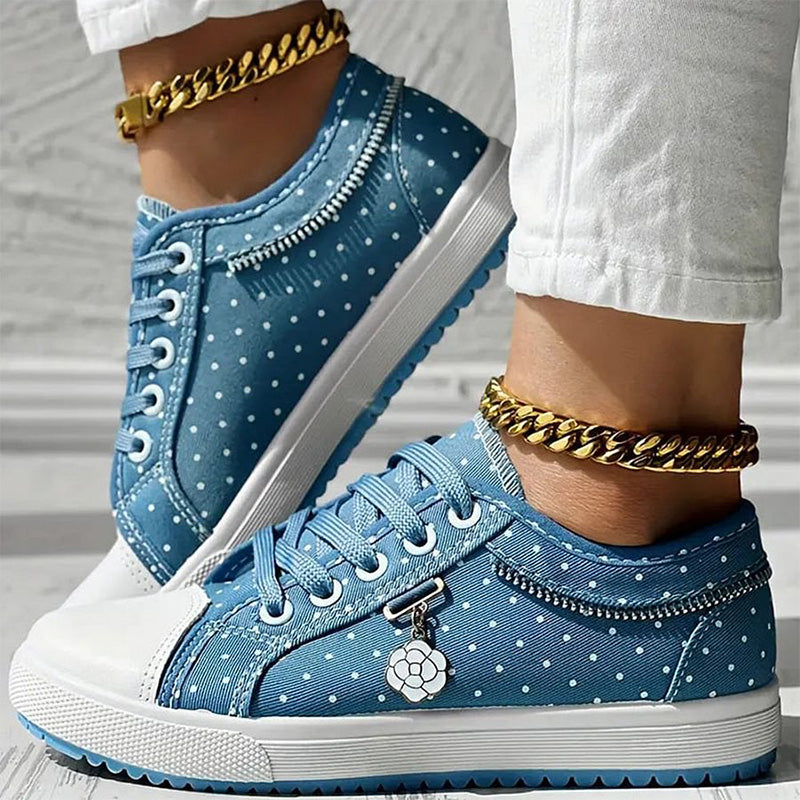 Damen Casual Flat Runde Zehe Lace Up Low Top Schuhe